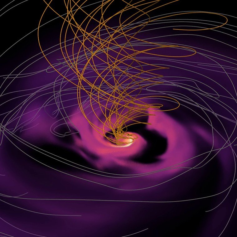 Field lines erupting from a magnetized funnel