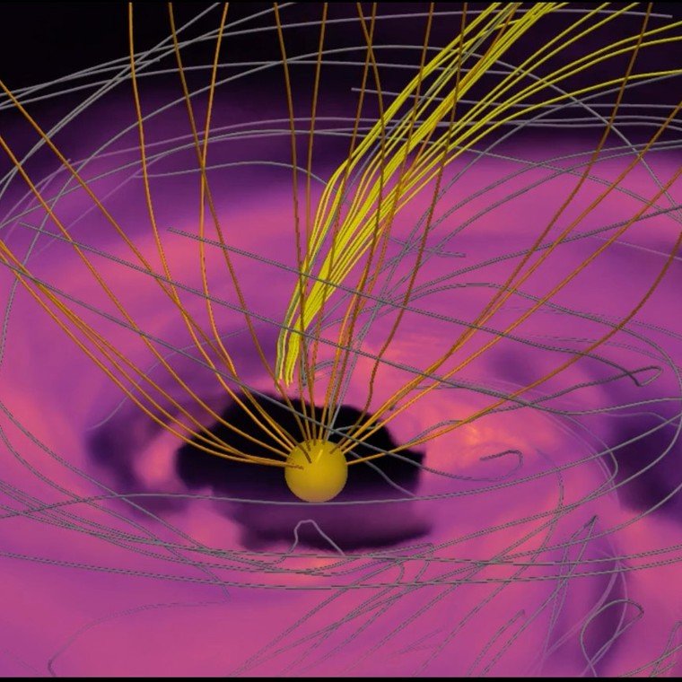 Field lines threading a black hole in the SUPER-MAD state